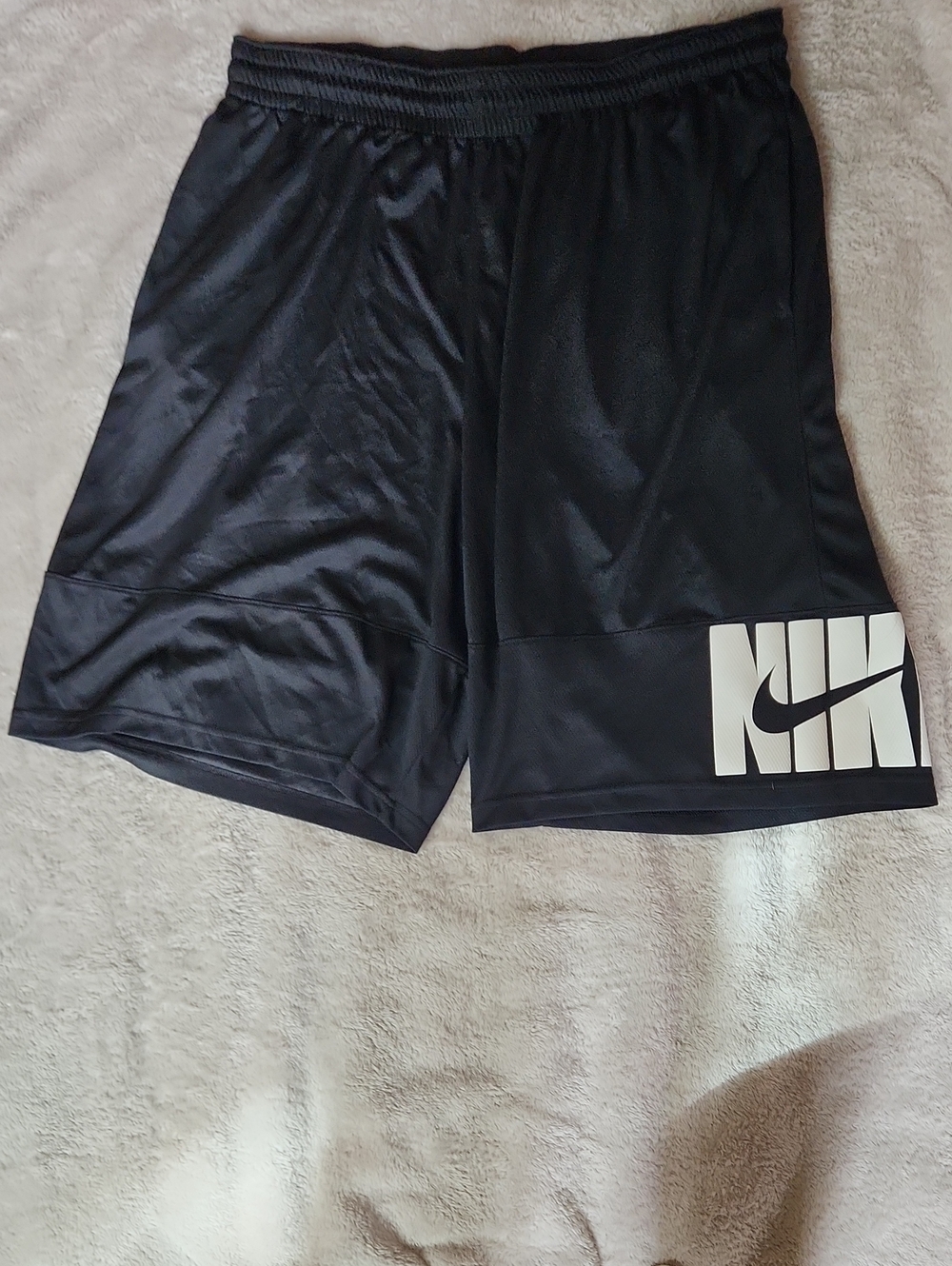 Nike Black Athletic Shorts with White Logo Block
